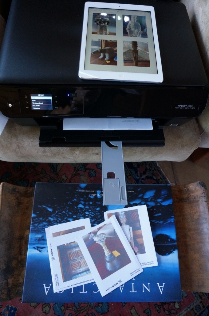 HP ENVY 4500 and its output cut into four pieces and the iPad that sent it there.