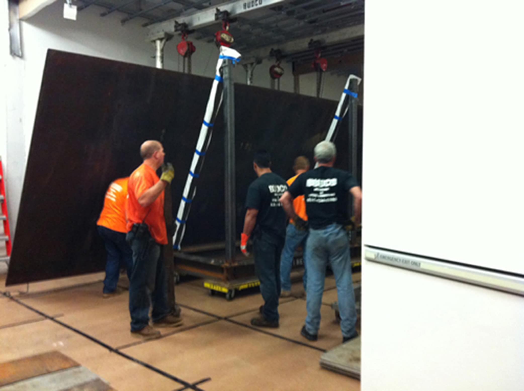 Richard Serra's Delineator Propped Up Ready to Move